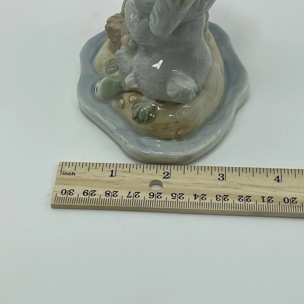 Vintage Porcelain Dogs Puppy Love Figurines Island Tropical Palm Tree Bow‎ Hat
